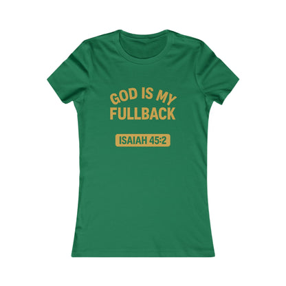 God is My Fullback Tee - Green-Gold - Women's