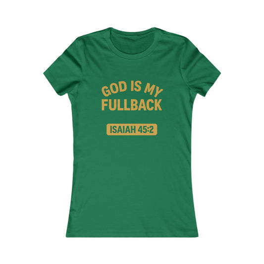 God is My Fullback Tee - Green-Gold - Women's