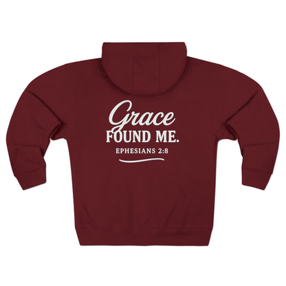 Grace Found Me  — Ephesians 2:8 Unisex Zip Hoodie