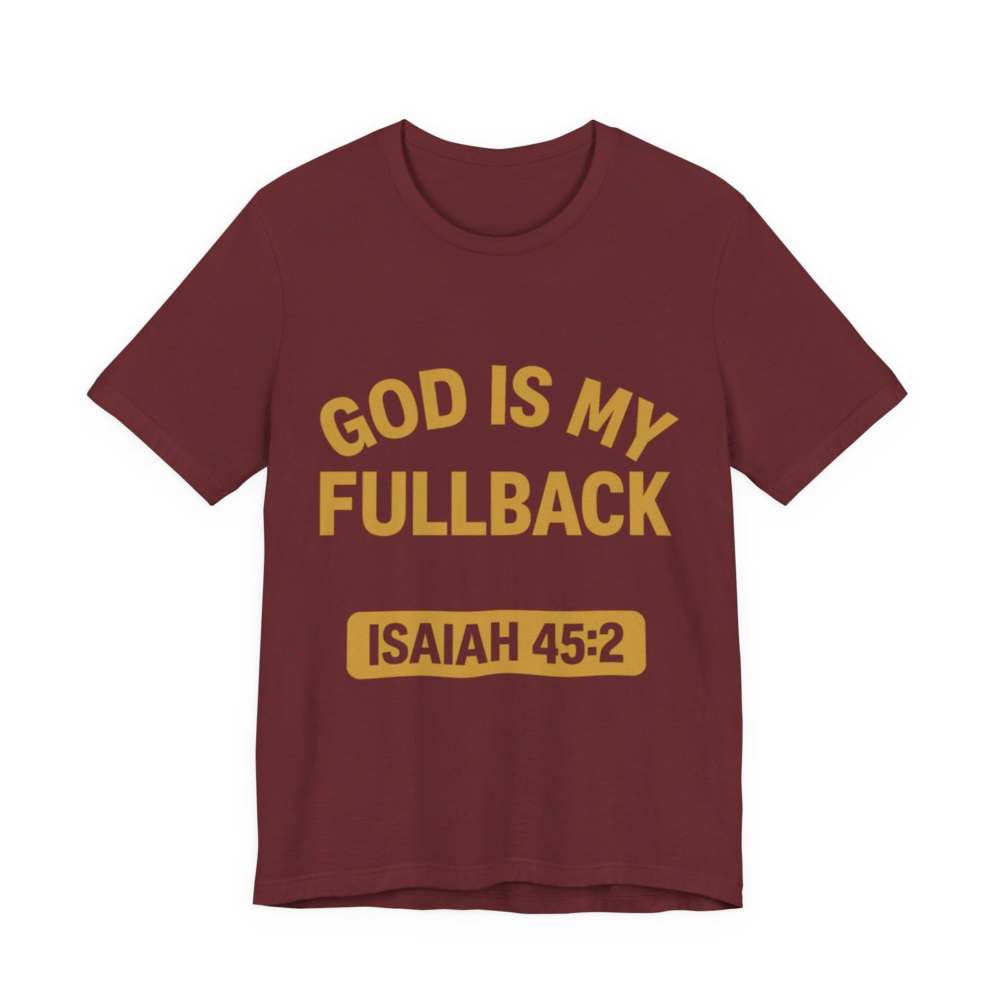 God is My Fullback Upgraded Premium Tee - Heather Cardinal - Gold