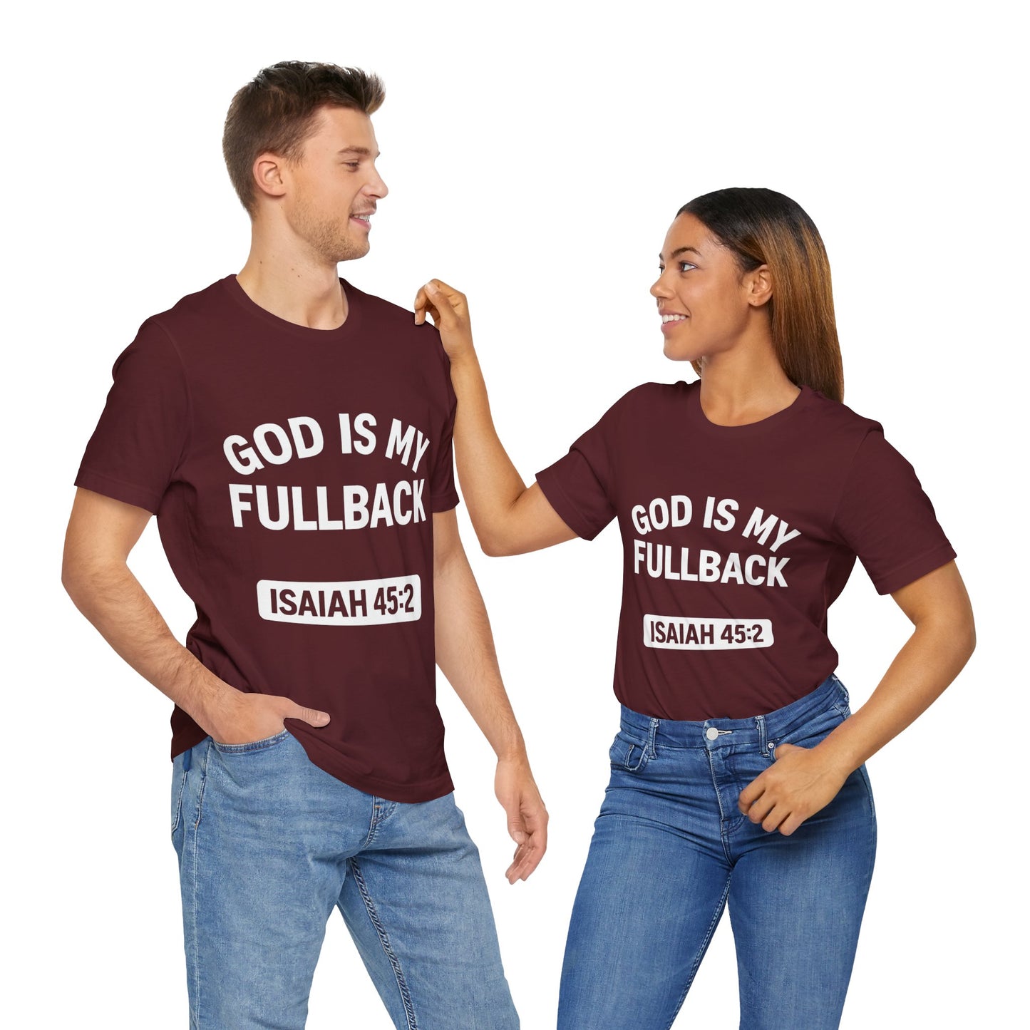 God is My Fullback Upgraded Premium Tee - Maroon - White