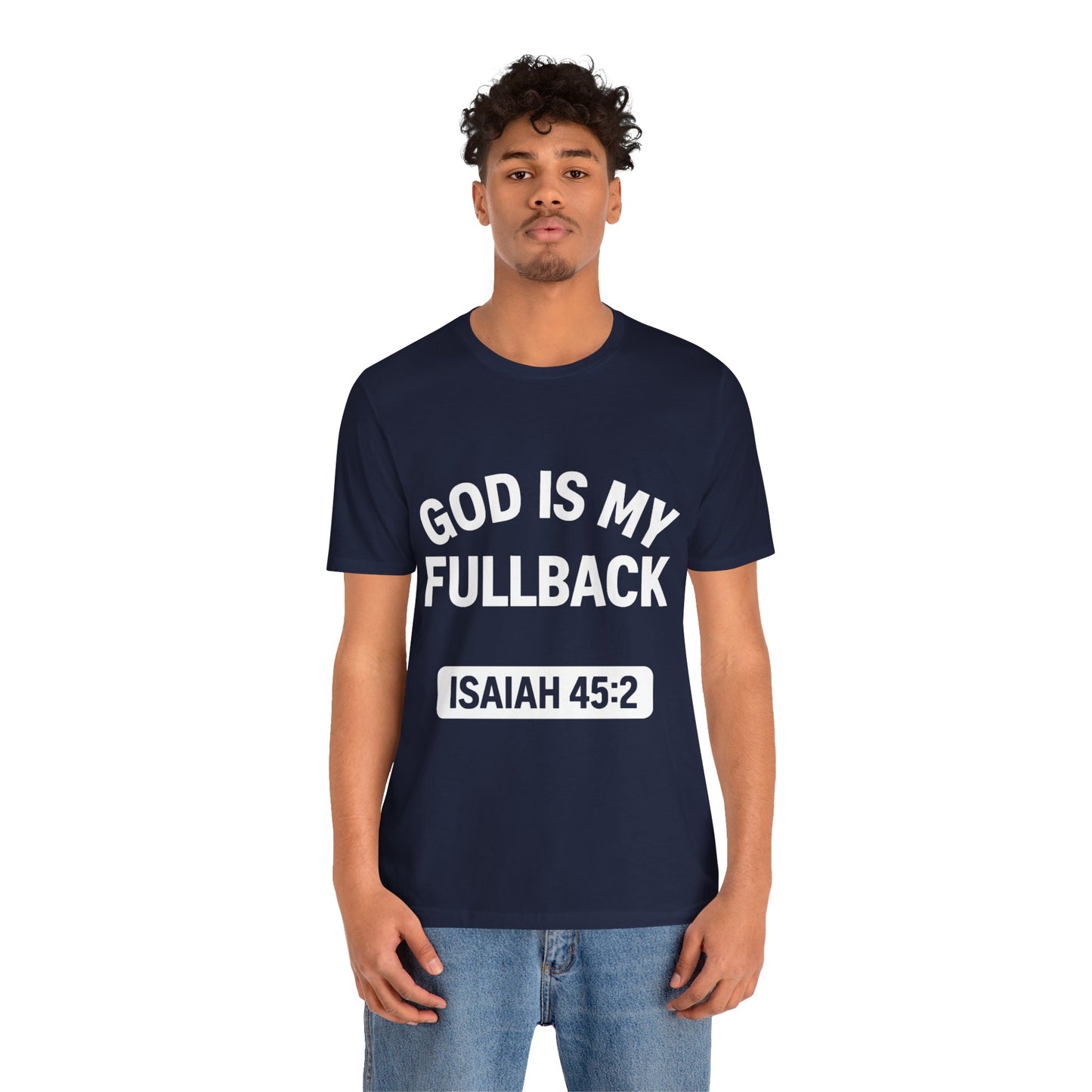 God is My Fullback Upgraded Premium Tee - Navy - White