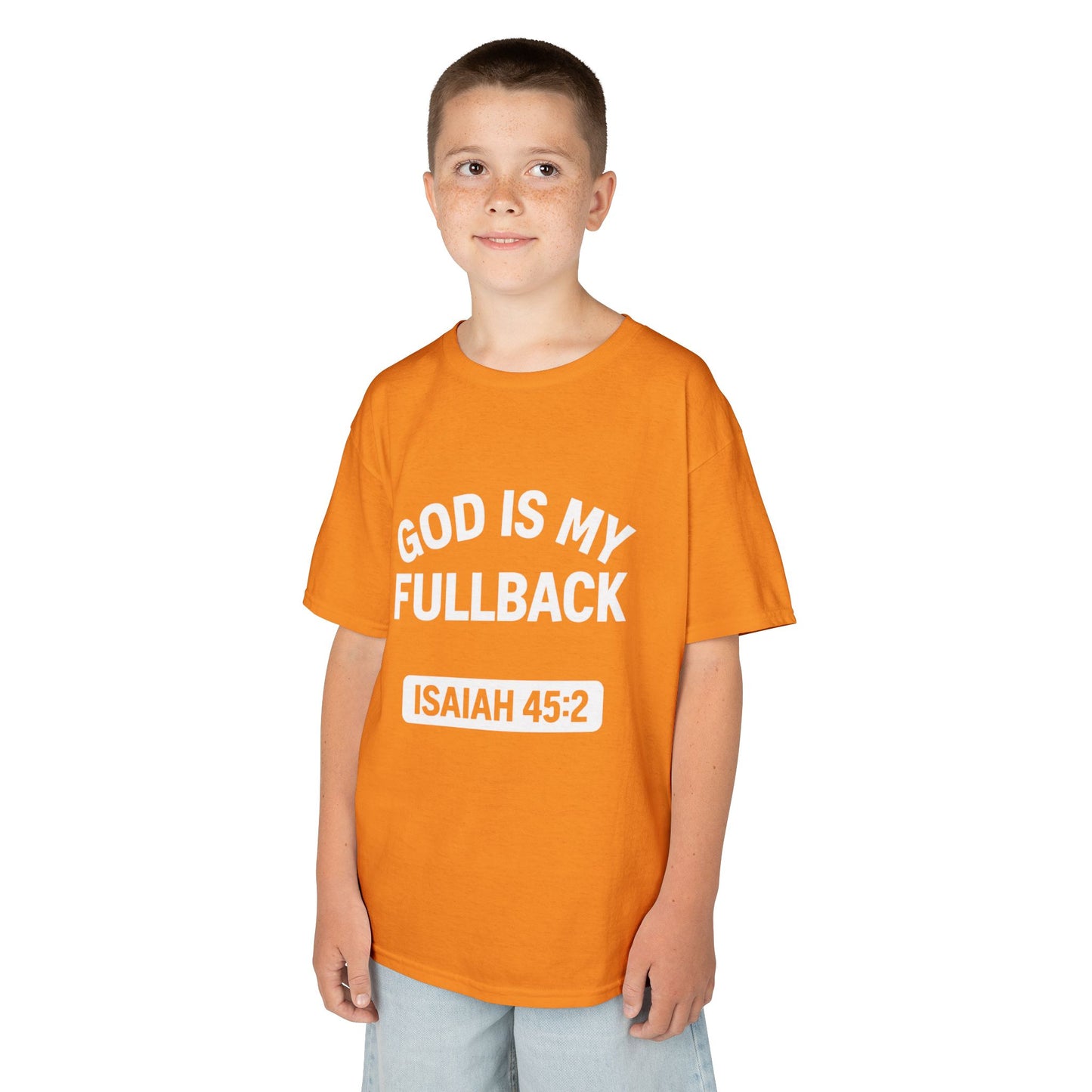 God is My Fullback Tee - Orange-White - Kid's Size