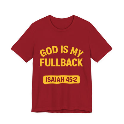 God is My Fullback Upgraded Premium Tee - Cardinal - Yellow