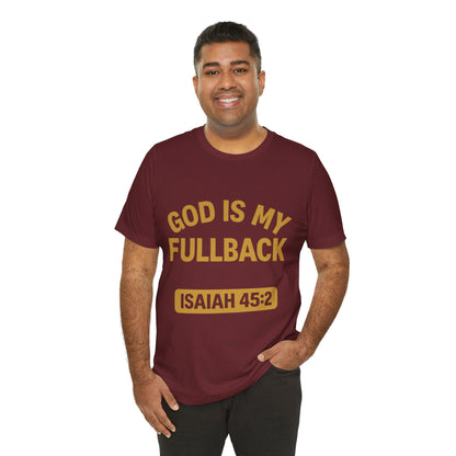 God is My Fullback Upgraded Premium Tee - Heather Cardinal - Gold