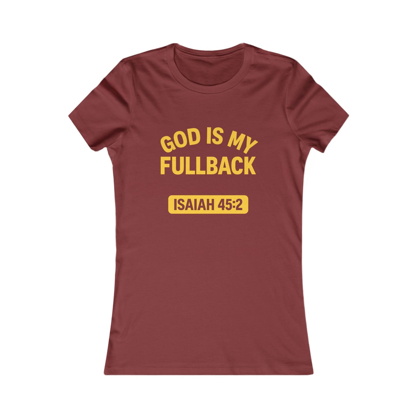 God is My Fullback Tee - Cardinal-Yellow - Women's