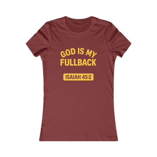God is My Fullback Tee - Cardinal-Yellow - Women's