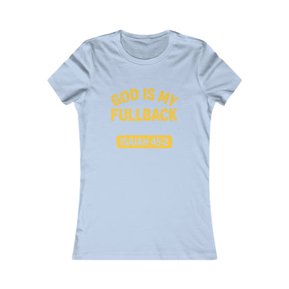 God is My Fullback Tee - Light Blue-Yellow - Women's