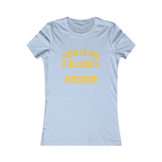 God is My Fullback Tee - Light Blue-Yellow - Women's