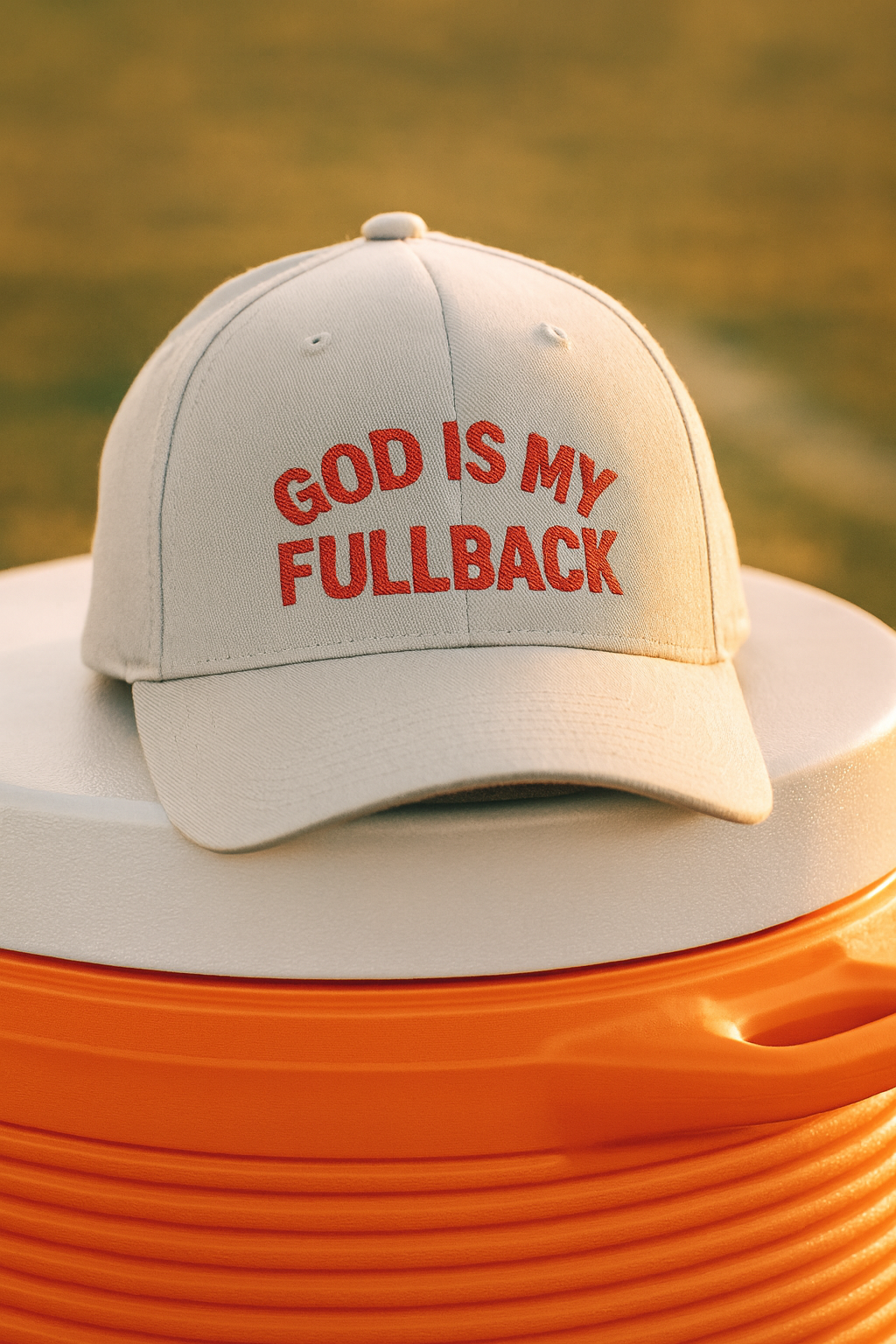 God is My Fullback Hat - Grey-Dark Red