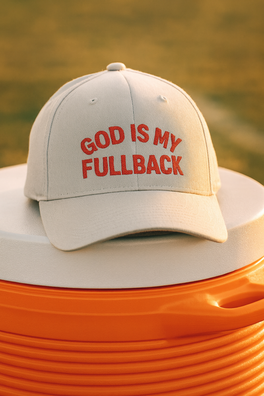 God is My Fullback Hat - Grey-Dark Red