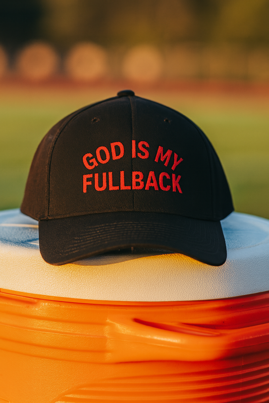 God is My Fullback Hat - Black-Dark Red