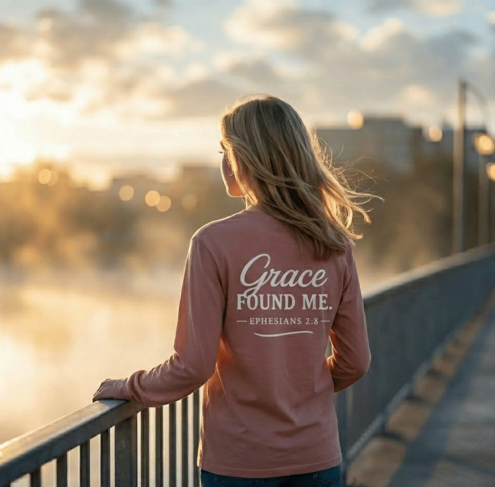 Women's Grace Found Me. — Ephesians 2:8 Long Sleeve Tee