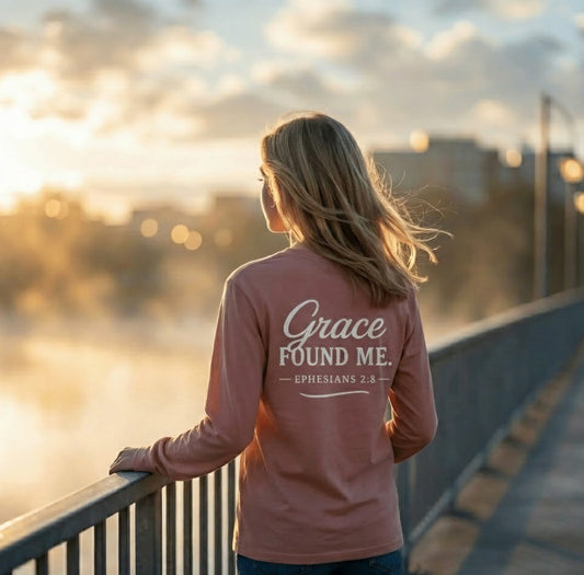 Women's Grace Found Me. — Ephesians 2:8 Long Sleeve Tee