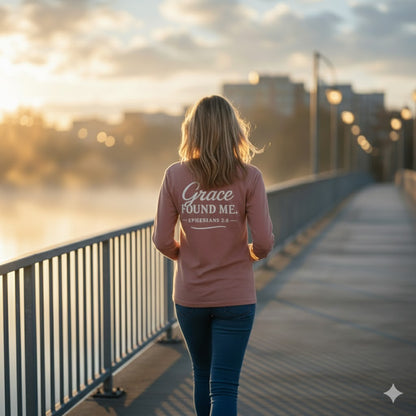 Women's Grace Found Me. — Ephesians 2:8 Long Sleeve Tee
