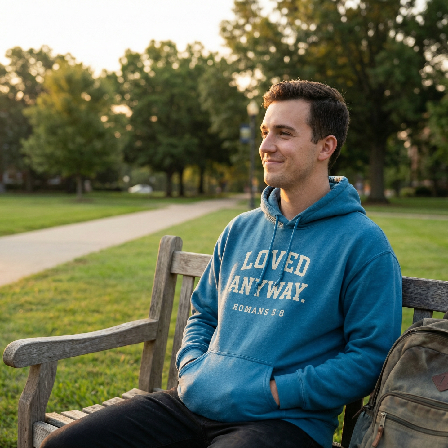 "LOVED ANYWAY. ROMANS 5:8" Christian Faith Hoodie