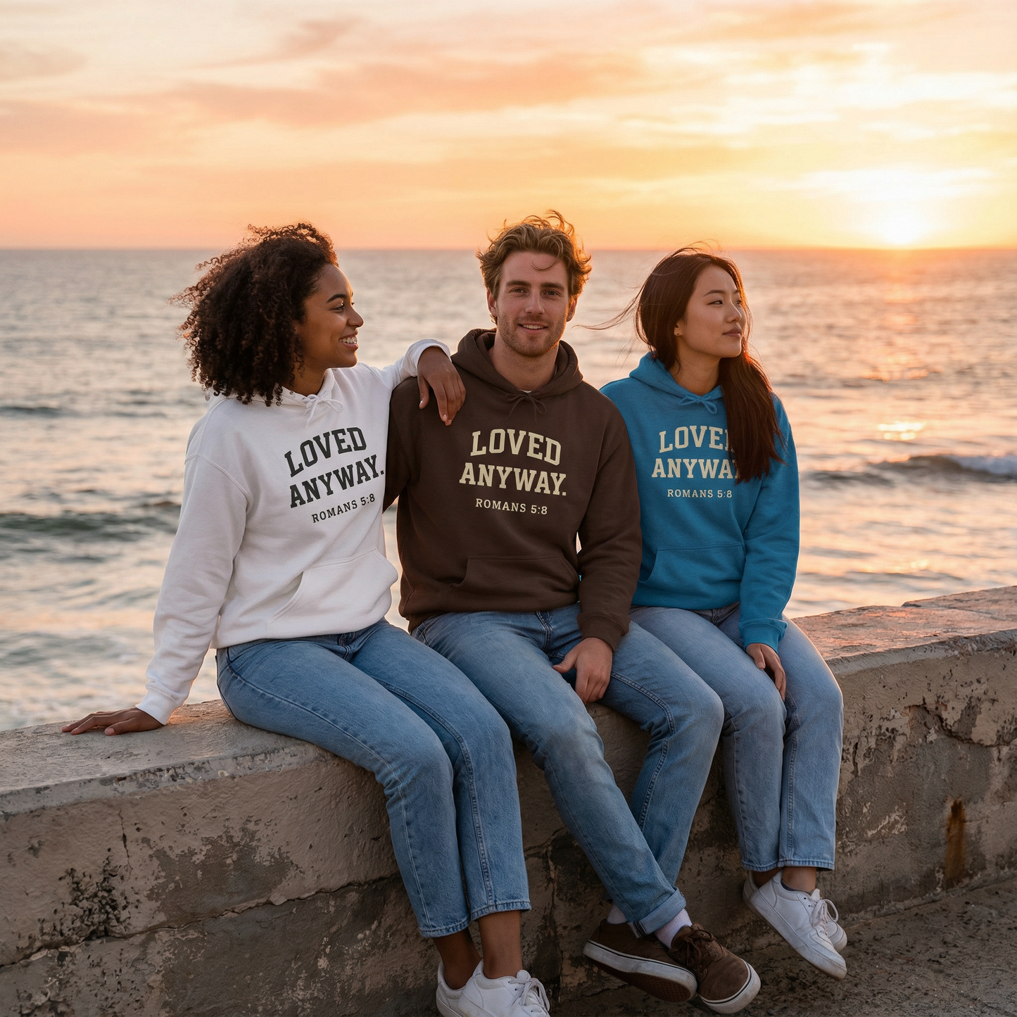 "LOVED ANYWAY. ROMANS 5:8" Christian Faith Hoodie