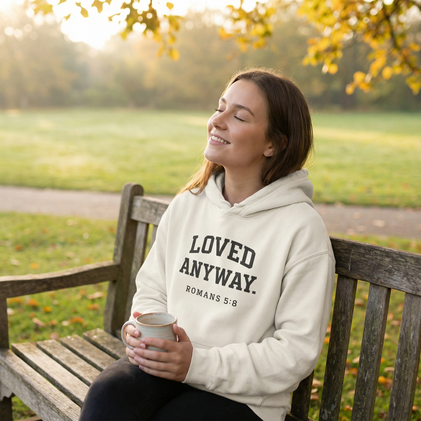 "LOVED ANYWAY. ROMANS 5:8" Christian Faith Hoodie